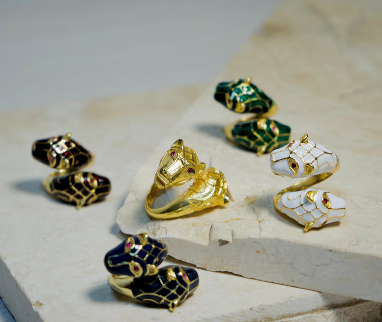 DOUBLE HEAD JAGUAR RING